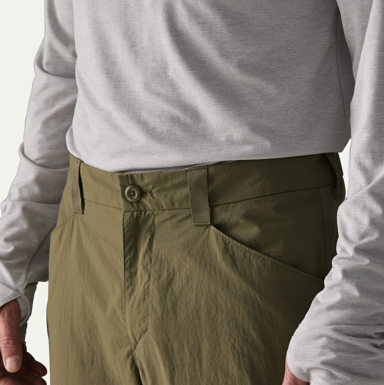 Shirt tucked in to Patagonia Men's Sandy Cay Pants