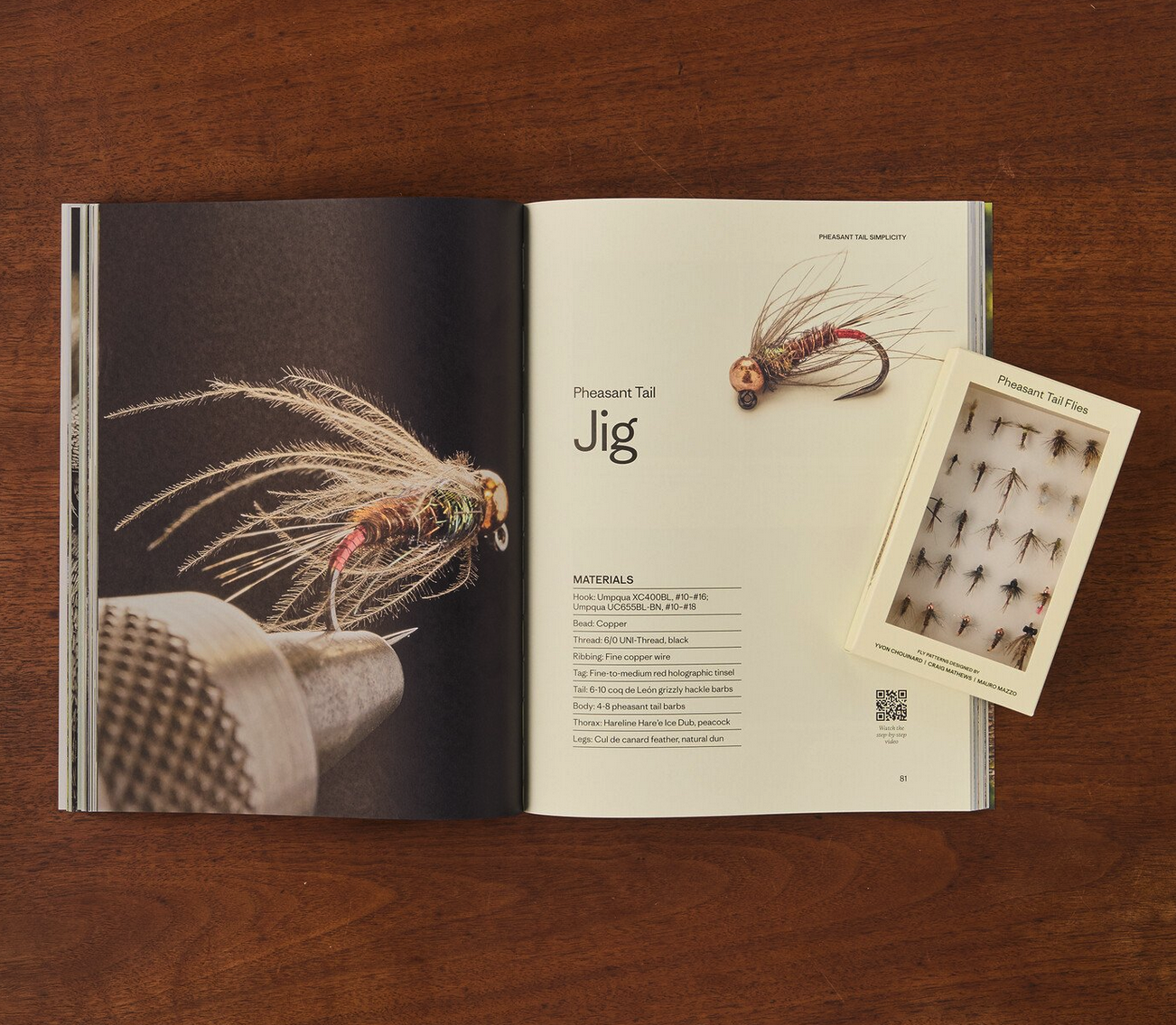 Patagonia Pheasant Tail Simplicity Flies & Book Open