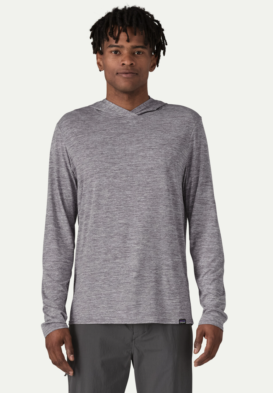 Model wearing Patagonia Capilene Cool Daily Hoody.