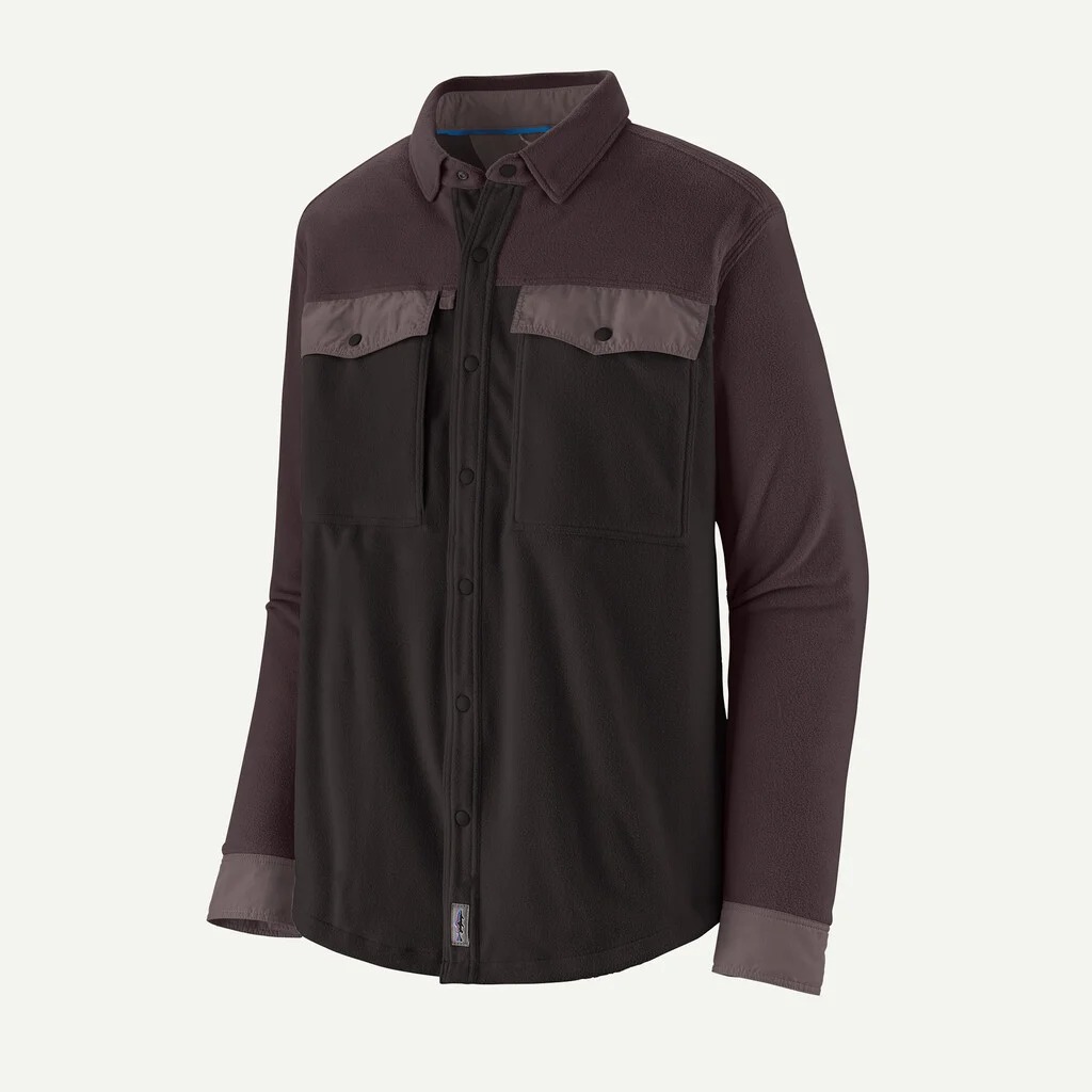 Patagonia Early Rise Snap Shirt in dark brown recycled fleece for fishing, hiking, camping, and outdoor layering