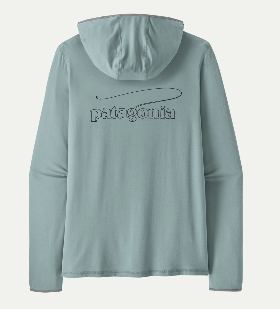 Back of Casting Logo: Thermal Blue Patagonia Men's Tropic Comfort Natural Graphic Sun Hoody