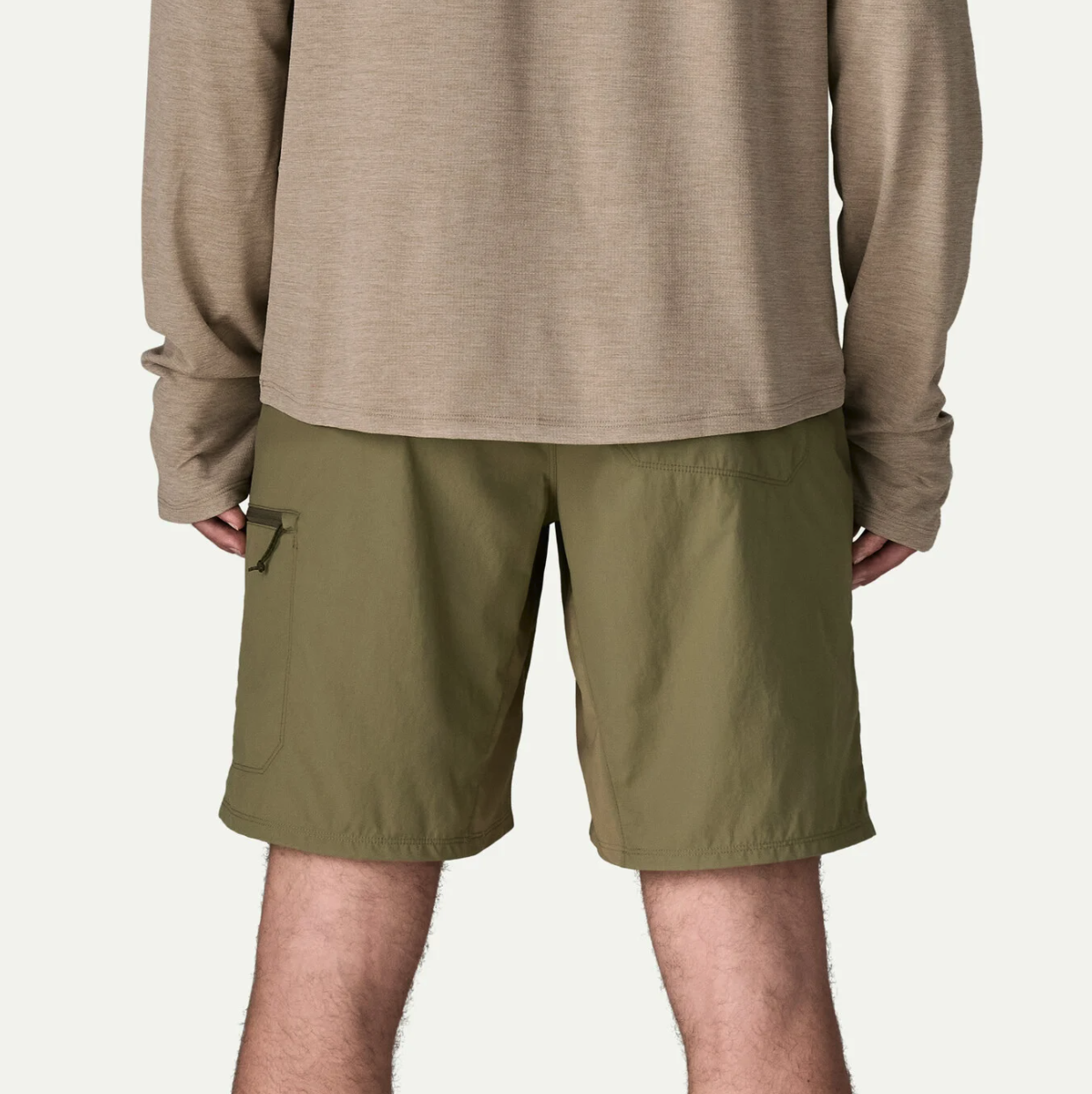 Back of model wearing Patagonia Sandy Cay Shorts Sage Khaki