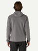 Rear view of model wearing Patagonia R1 Air Full-Zip Hoody in Forever Grey color.