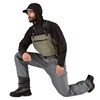 Model showing range of leg motion for Patagonia's Swiftcurrent Expedition Wader