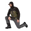 Model showing range of leg motion for Patagonia's Swiftcurrent Expedition Zip-Front Wader
