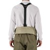 Model showing the back of Patagonia's Swiftcurrent Traverse Zip-Front Wader when pushed down