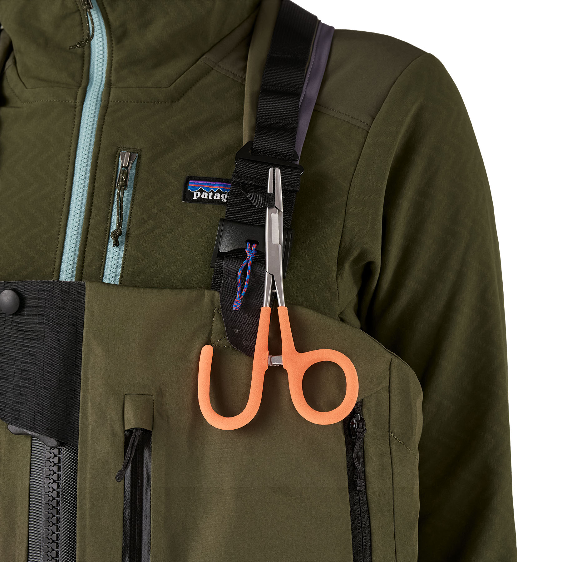 Attachment point for accessories on the Patagonia Women's Swiftcurrent Expedition Zip-Front Waders