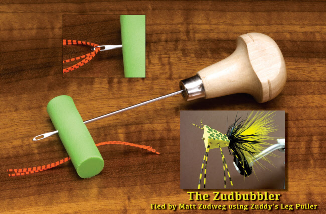 The perfect tool for adding rubber legs to foam popper heads