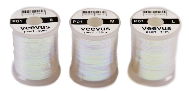 Veevus Pearl Tinsel, ideal for adding flash to a wide range of fly patterns