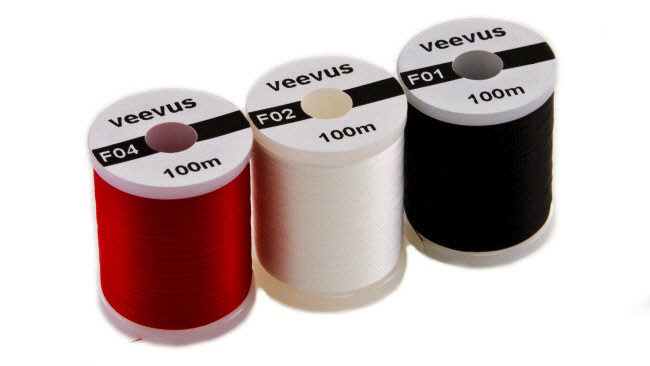 Assorted Veevus 12/0 thread colors, versatile for various small trout fly patterns