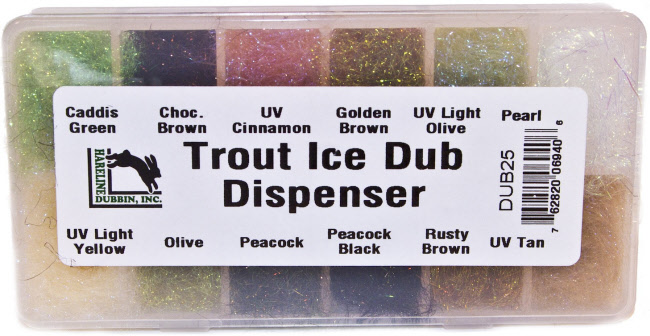 Hareline Ice Dub 12 Color Dubbing Dispenser II Synthetic Fly Tying Material for sale online 