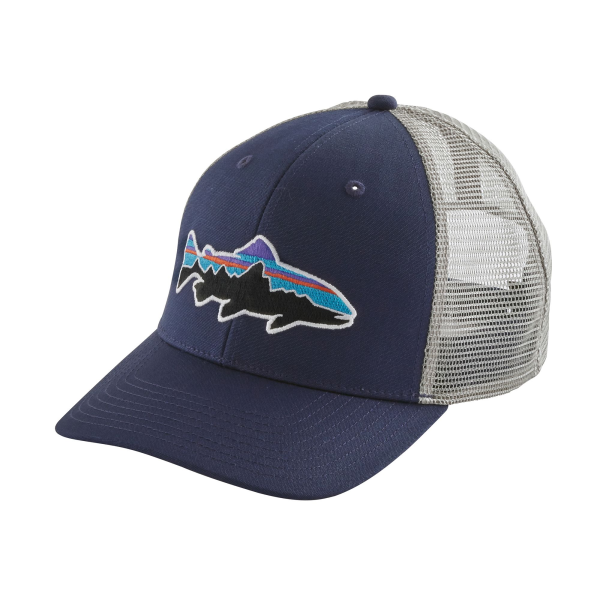 Patagonia Fitz Roy Trout Trucker Hat Classic Navy w Drifter Grey Patagonia Fitz Roy Trout Trucker Hat Classic Navy w Drifter Grey