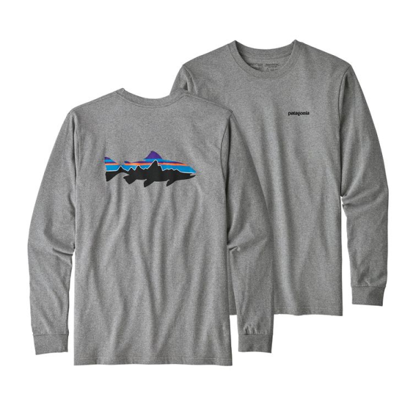 Patagonia Long-Sleeved Fitz Roy Trout Responsibili-Tee Gravel Heather Patagonia Long-Sleeved Fitz Roy Trout Responsibili-Tee Gravel Heather