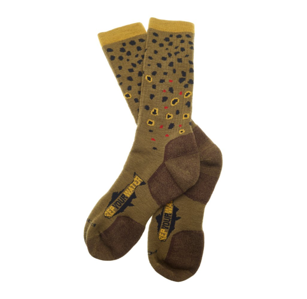 Rep Your Water Trout Socks Pair - Brown Trout Rep Your Water Trout Socks Pair - Brown Trout