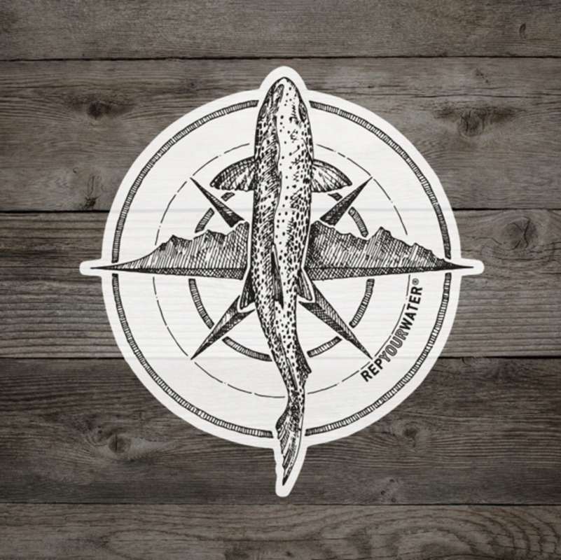 Rep Your Water Brown Trout Compass Sticker SALE