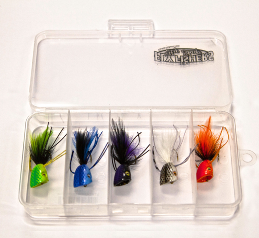  The Fly Fishing Place Bass Bug Collection - Set of 12 Bass Fly  Fishing Flies - Surface Poppers Divers and Subsurface - Hook Sizes 2,4 and  6 : Sports & Outdoors