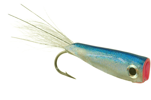 Crease Fly is a floating saltwater fly that spits water and acts like a wounded baitfish.