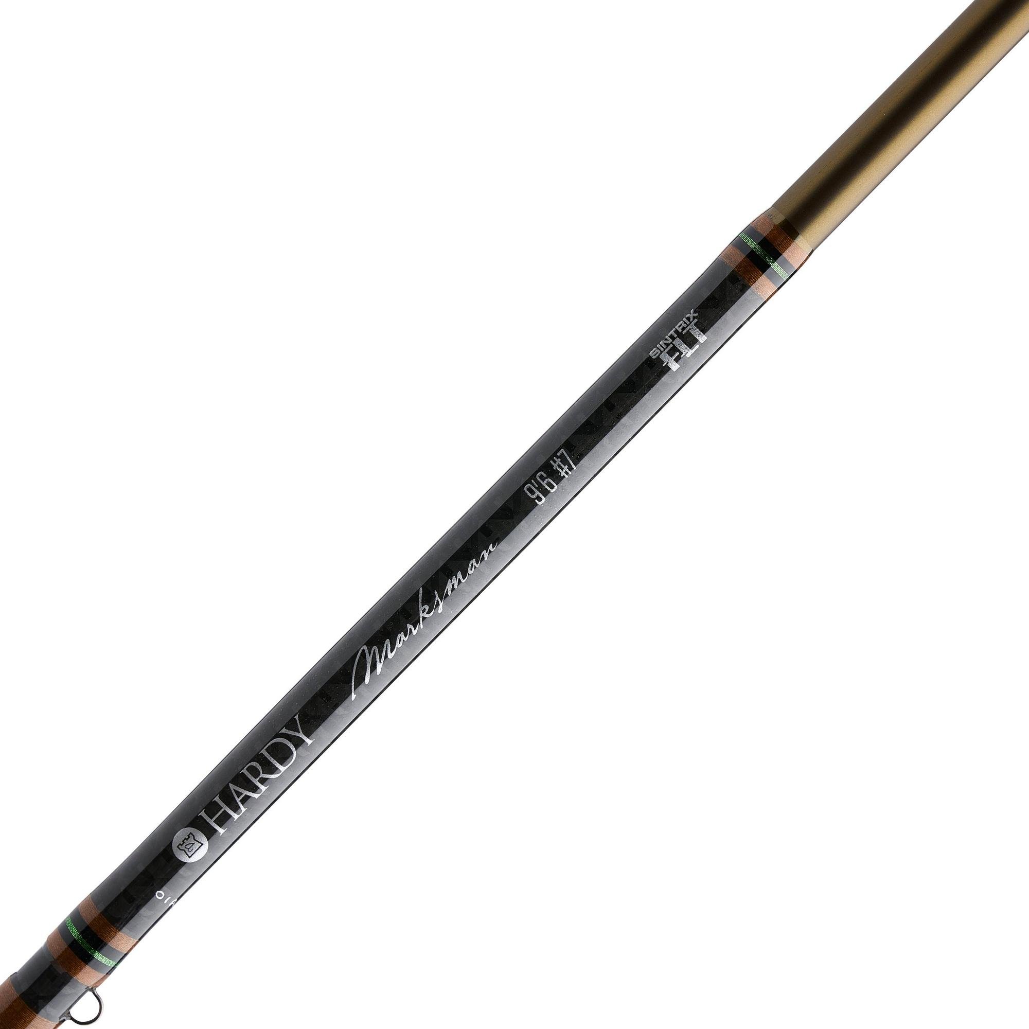 Hardy Marksman rod branding detail olive finish high performance fly rod blank