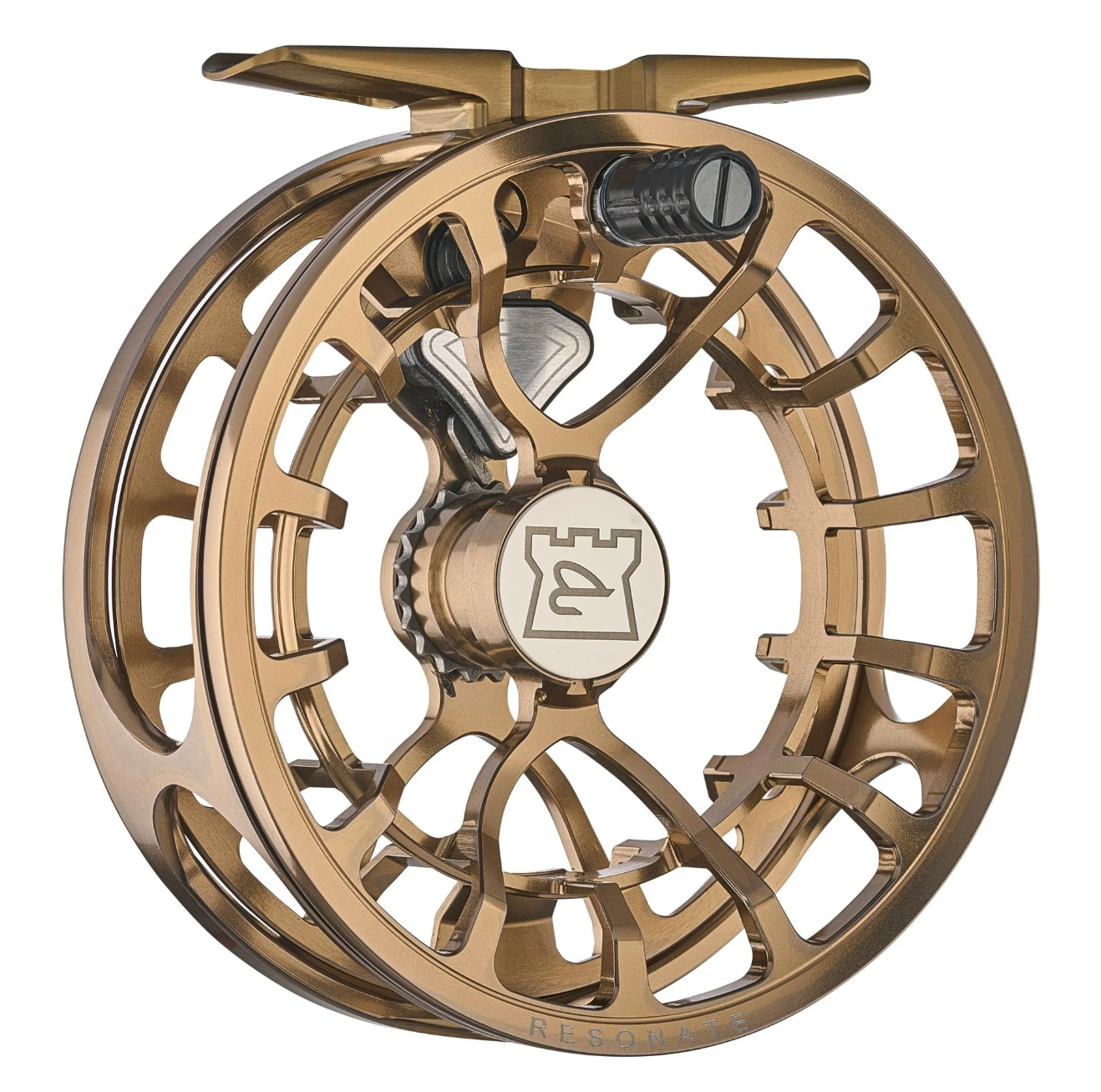 Angled back view of Hardy Resonate Fly Reel