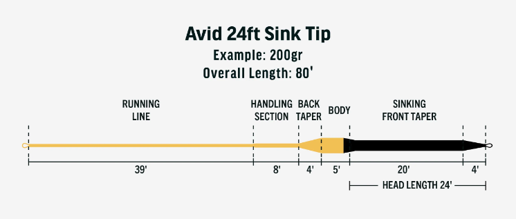 RIO Avid 24ft Sink Tip Fly Line Taper