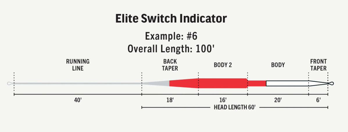 RIO Elite Switch Indicator Fly Line taper is designed for long casts and big dead drifts with indicator nymph rigs.