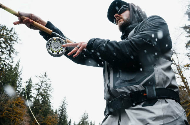 Angler casting rod with Redington Classic Spey Fly Reel on it