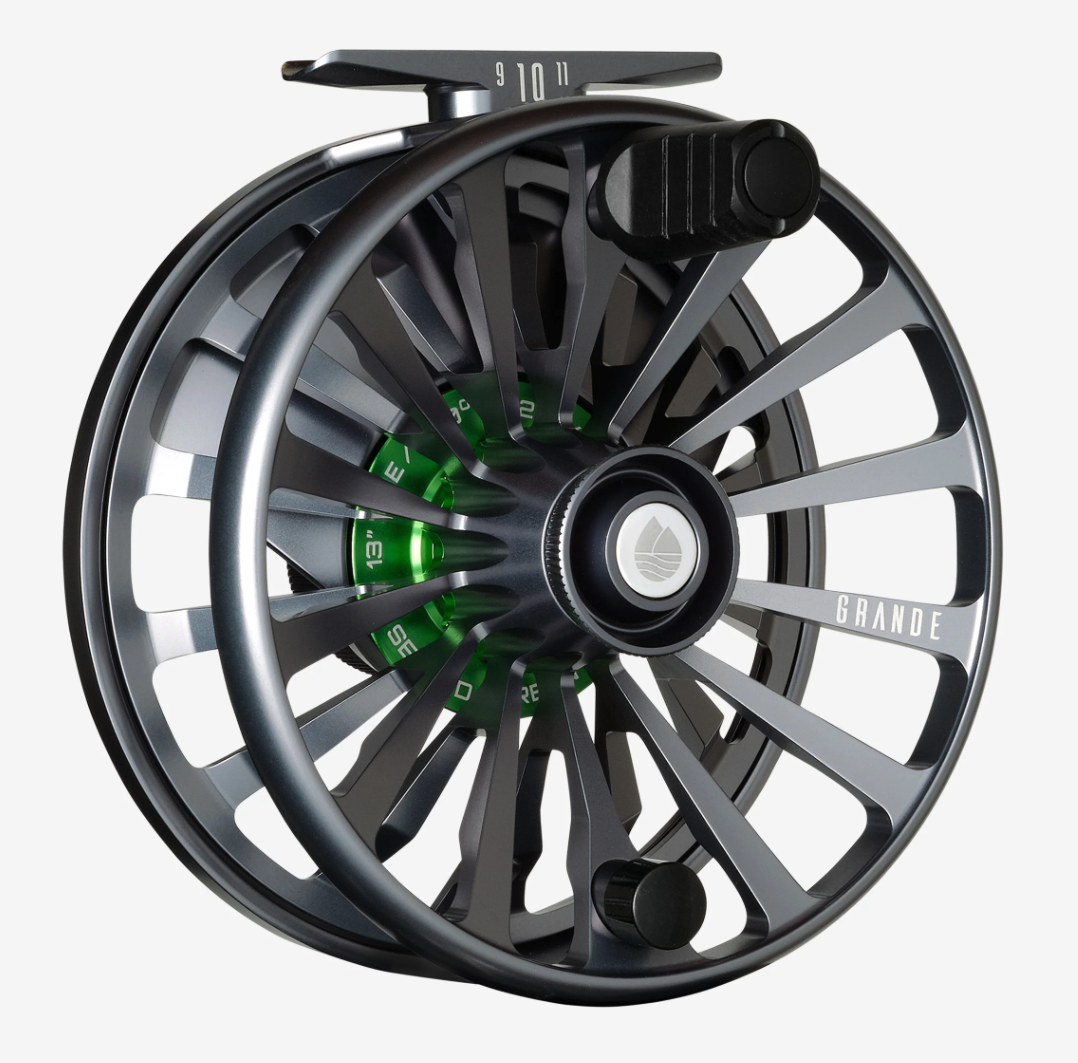 Angled spool view of Redington GRANDE 9/10/11 Limited Edition Tarpon Fly Reel