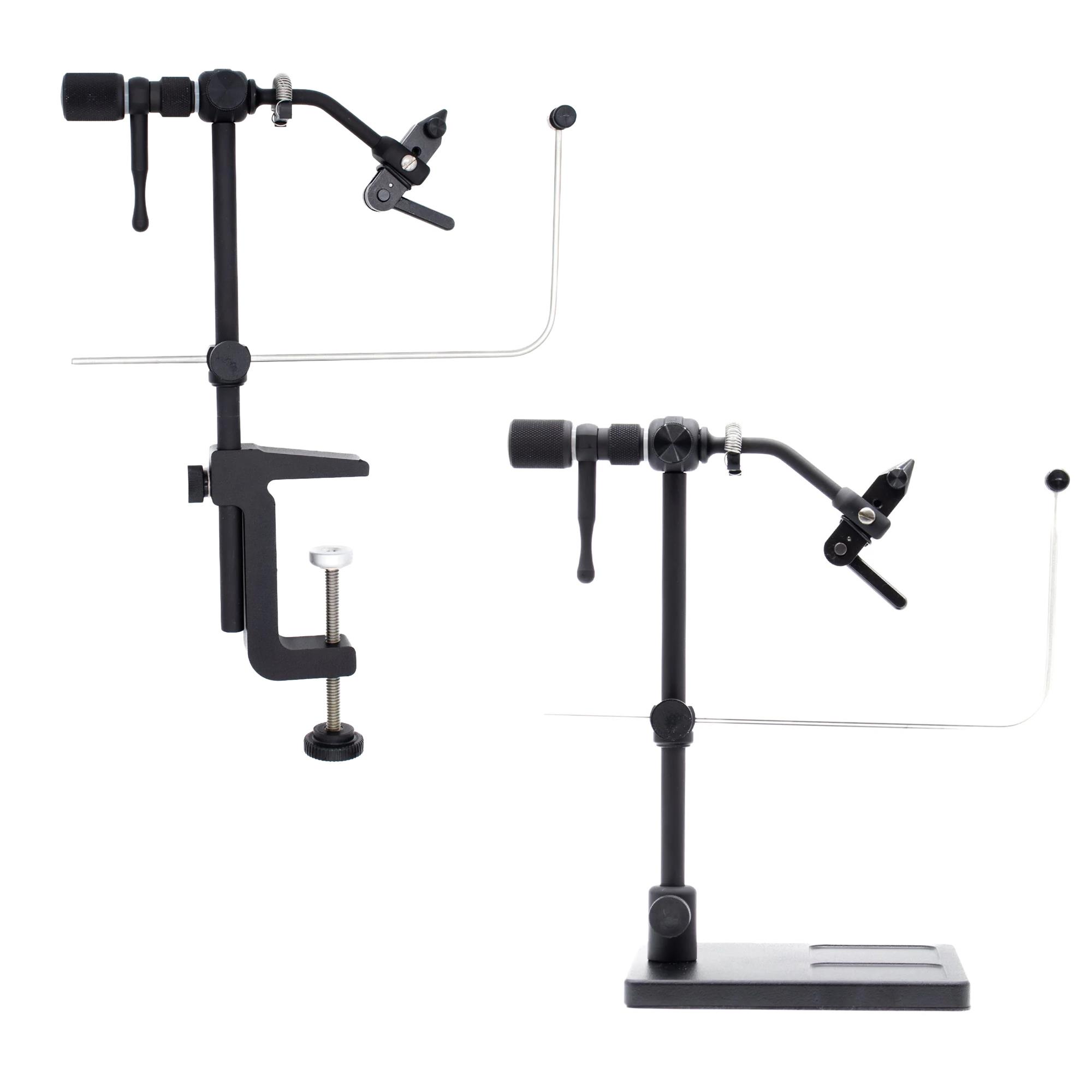 Renzetti Saltwater Traveler 2300 rotary fly tying vises with C-clamp and pedestal mounts, cam-action jaws and bobbin cradles