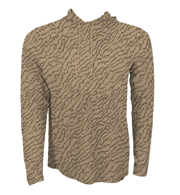 Front of Rep Your Water Flolite Sun Hoody Sandbar color