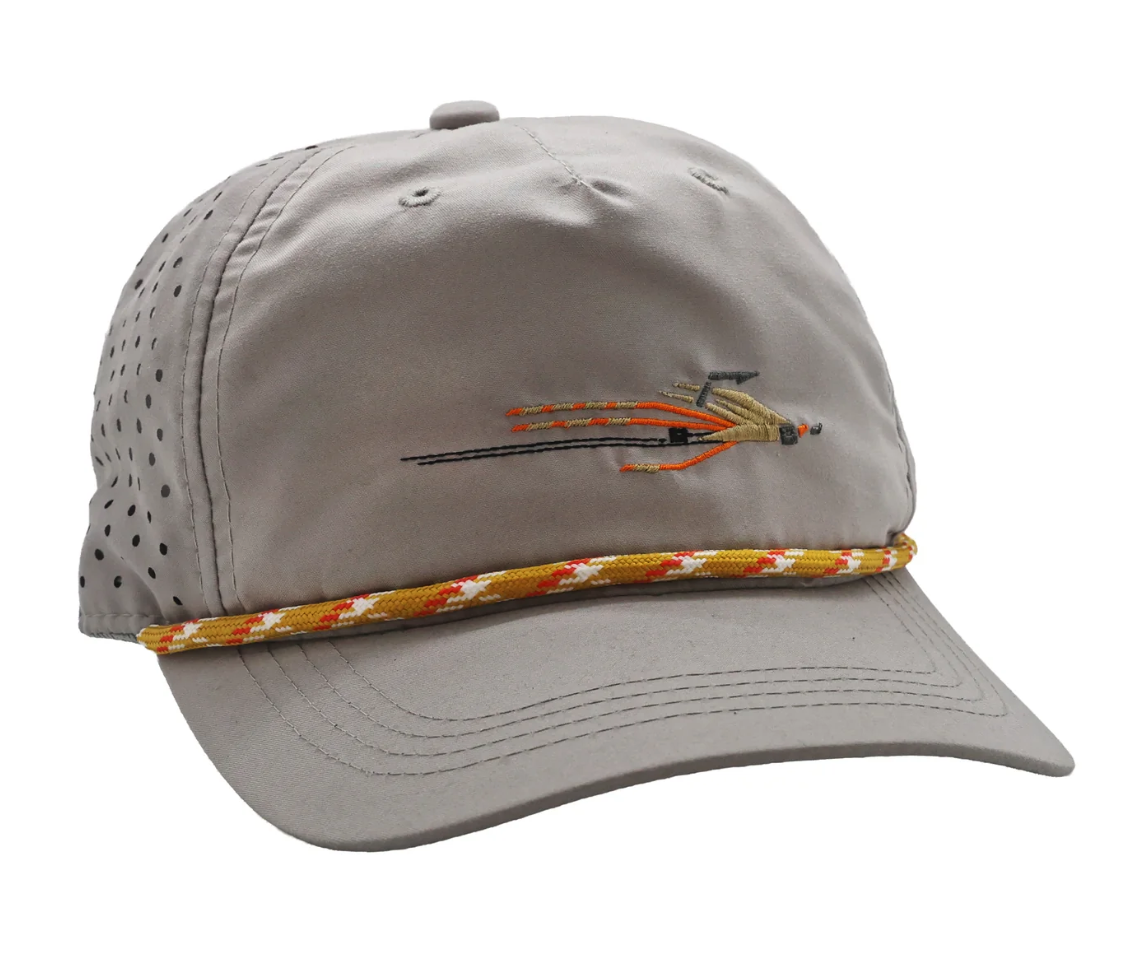 Angled front view of Rep Your Water Flats Scampi Performance Unstructured 5 Panel Hat