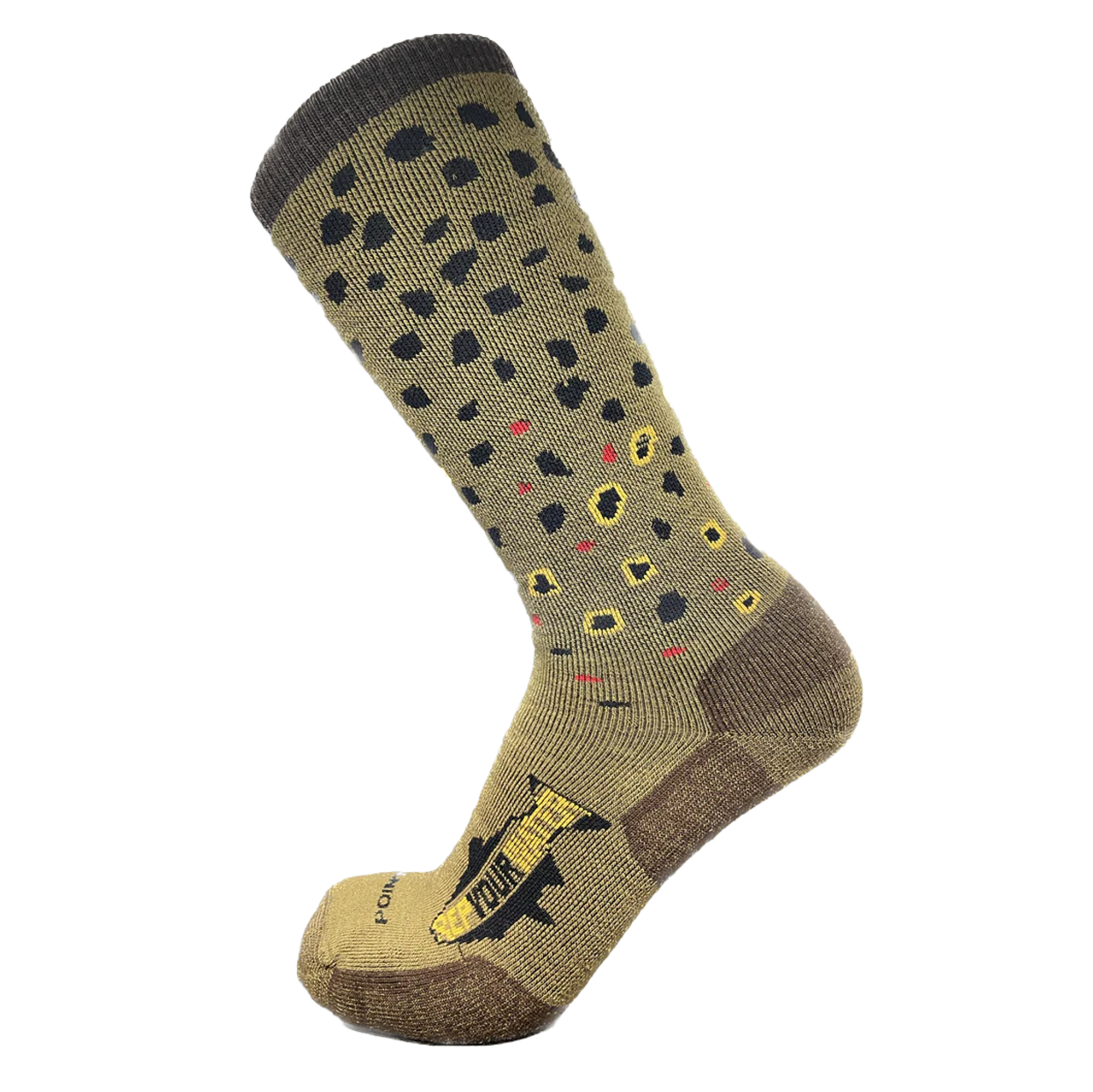 Rep Your Water Trout Sock featuring a brown trout style coloring