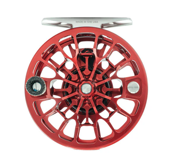 Spool view of Ross Reels Animas Fly Reel Crimson Red Limited Edition
