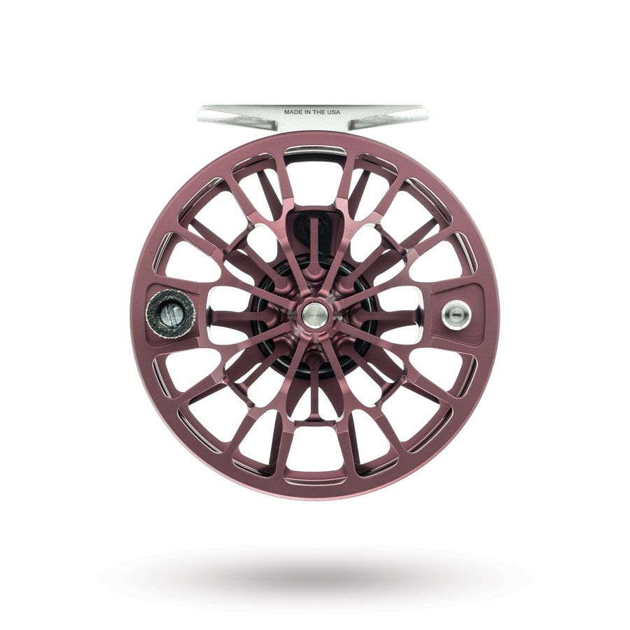 Spool side view showing spool handle of the Ross Reels Animas Fly Reel Matte Merlot Fly Shop Exclusive