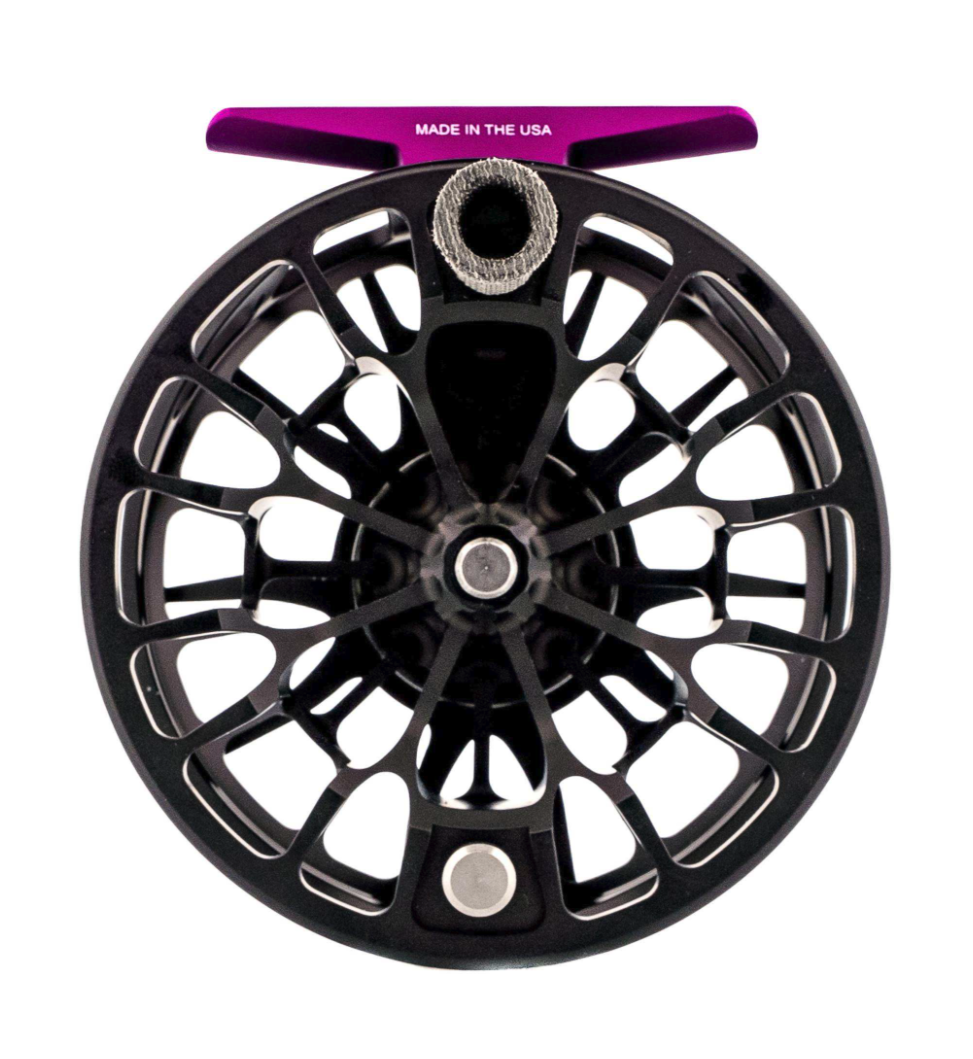 Spool side of Ross Reels Animas Fly Reel Raven Limited Edition