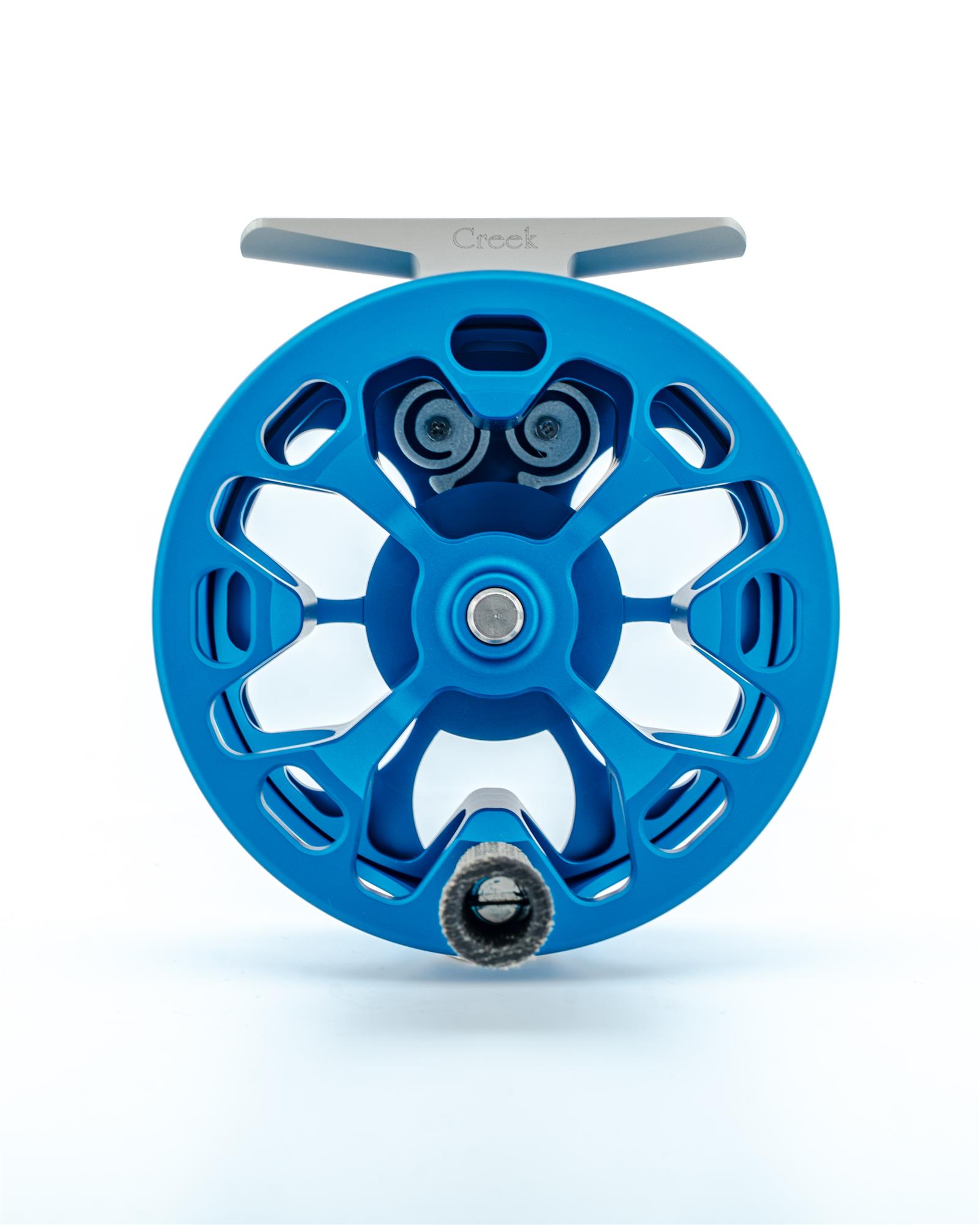 Ross Cimarron Creek blue trout fly reel internal click pawl drag system spool view