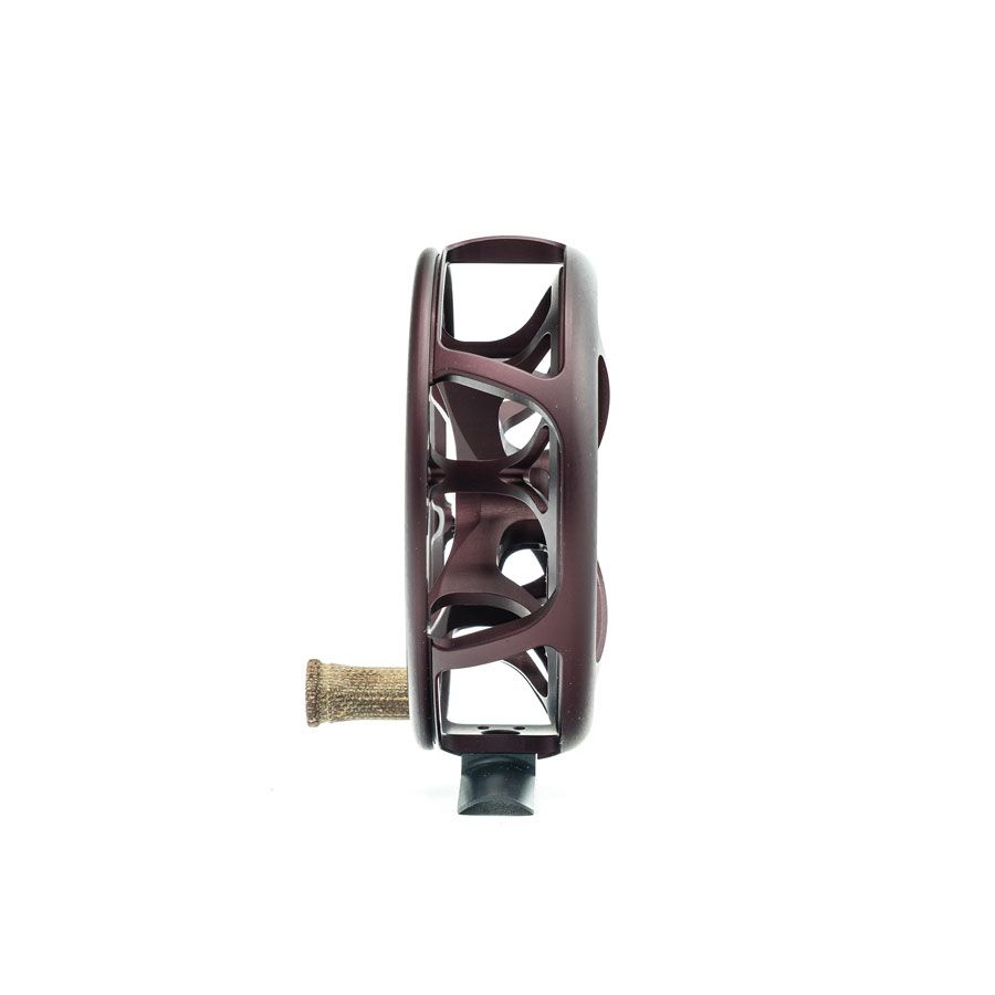 Profile view of Matte Chocolate special shop edition Ross Reels Colorado Fly Reel Matte Chocolate