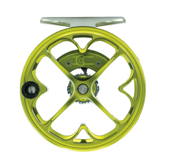 Back view of Ross Reels Colorado Fly Reel Chartreuse Fly Shop Exclusive