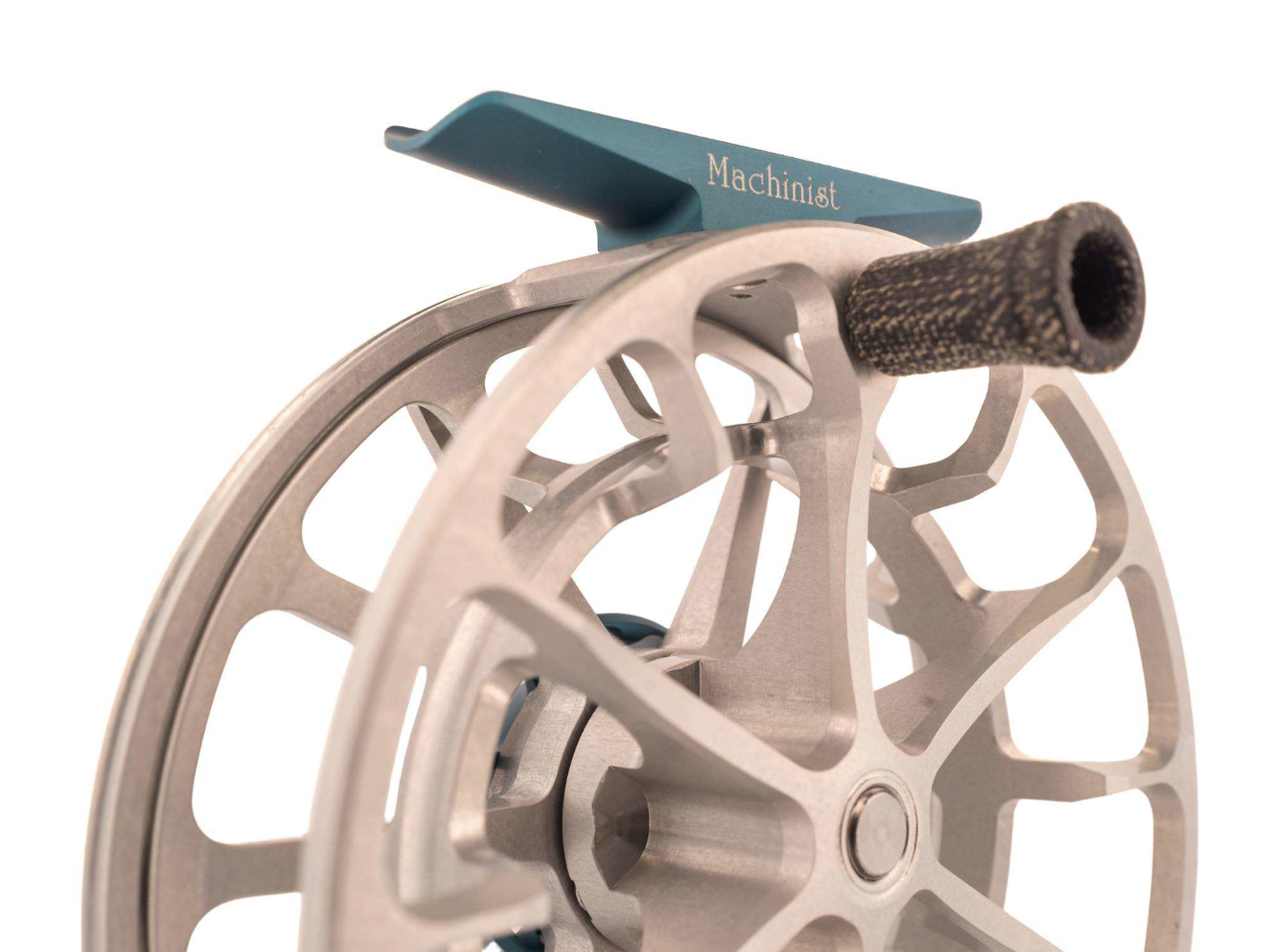 Detail angled view of Ross Reels Evolution LTX Machinist Edition Fly Reel