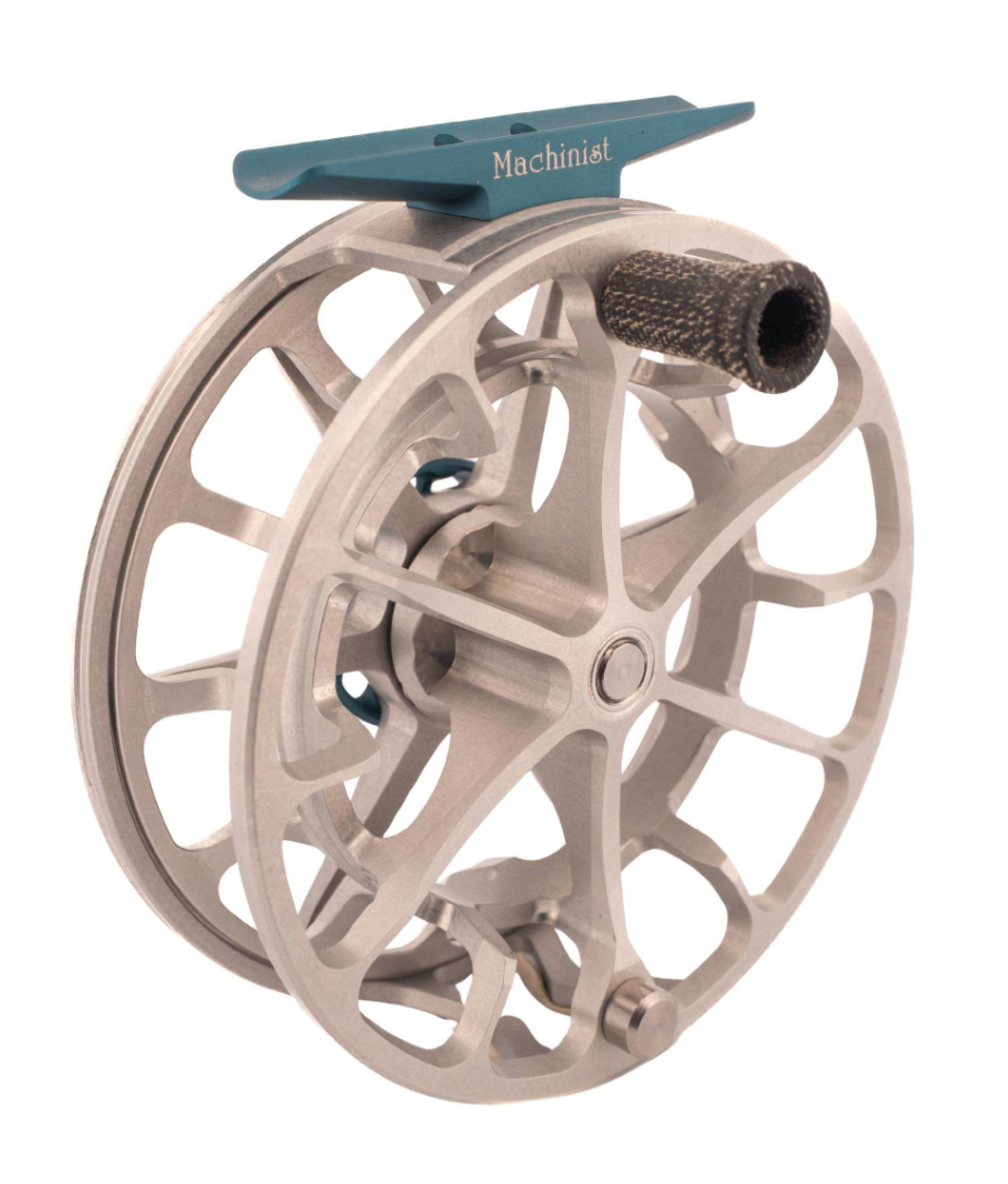 Angled spool side view of Ross Reels Evolution LTX Machinist Edition Fly Reel