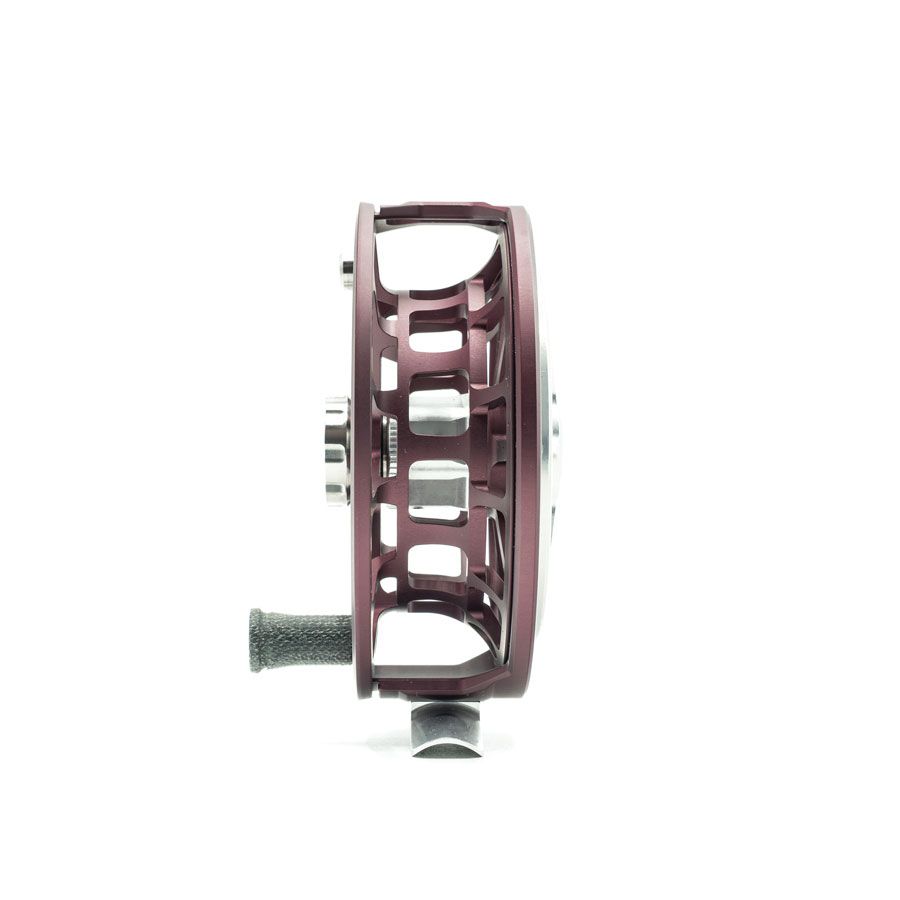 Profile view of the Ross Reels Evolution R Fly Reel Matte Merlot Fly Shop Exclusive