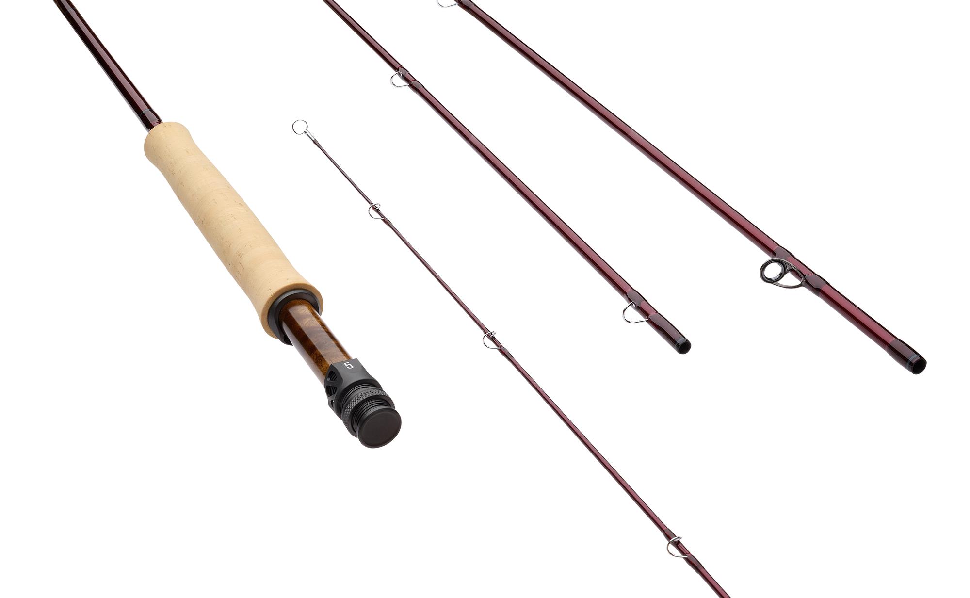 5wt Sage R8 POWER Fly Rod sections at an angle