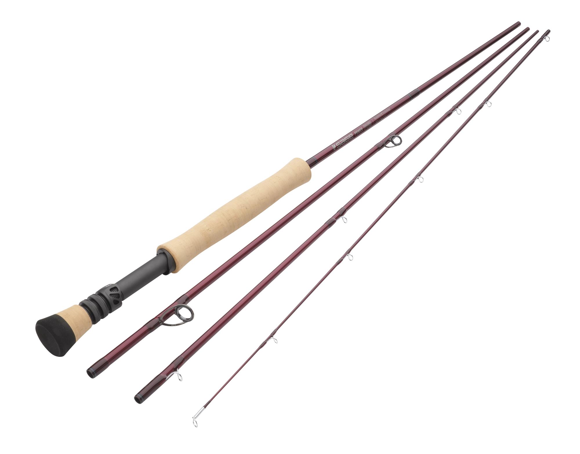 8wt Sage R8 POWER Fly Rod angle of all sections