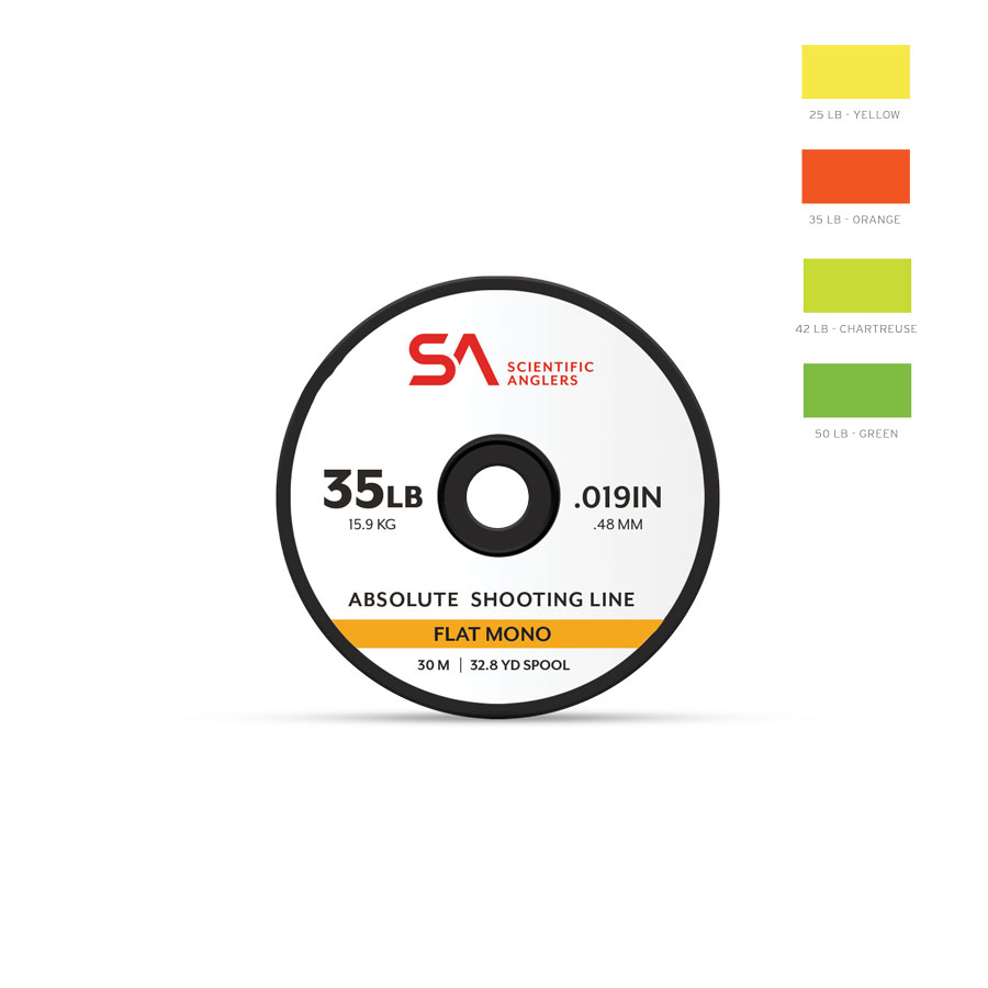 Spool and colors of the Scientific Anglers Absolute Flat Mono Shooting Line