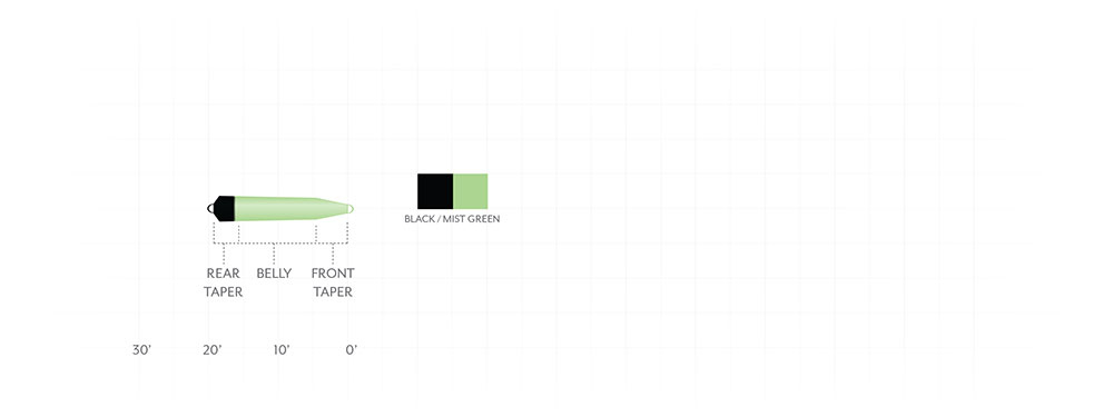 Chart showing the taper and color for Scientific Anglers Skagit Short Head