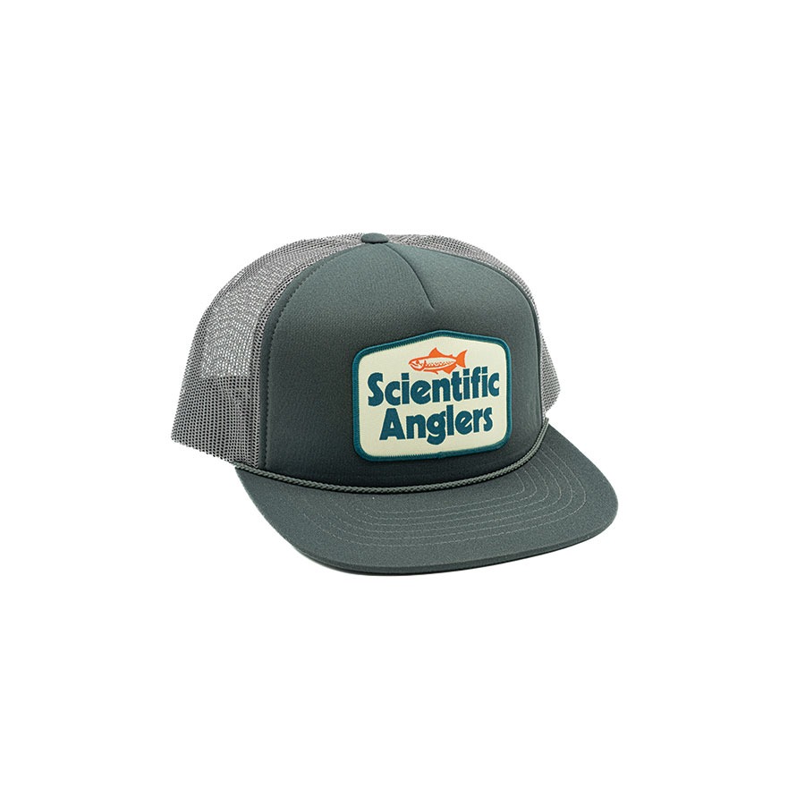 Scientific Anglers Foam Front Trucker Hat charcoal fly fishing cap with breathable mesh back