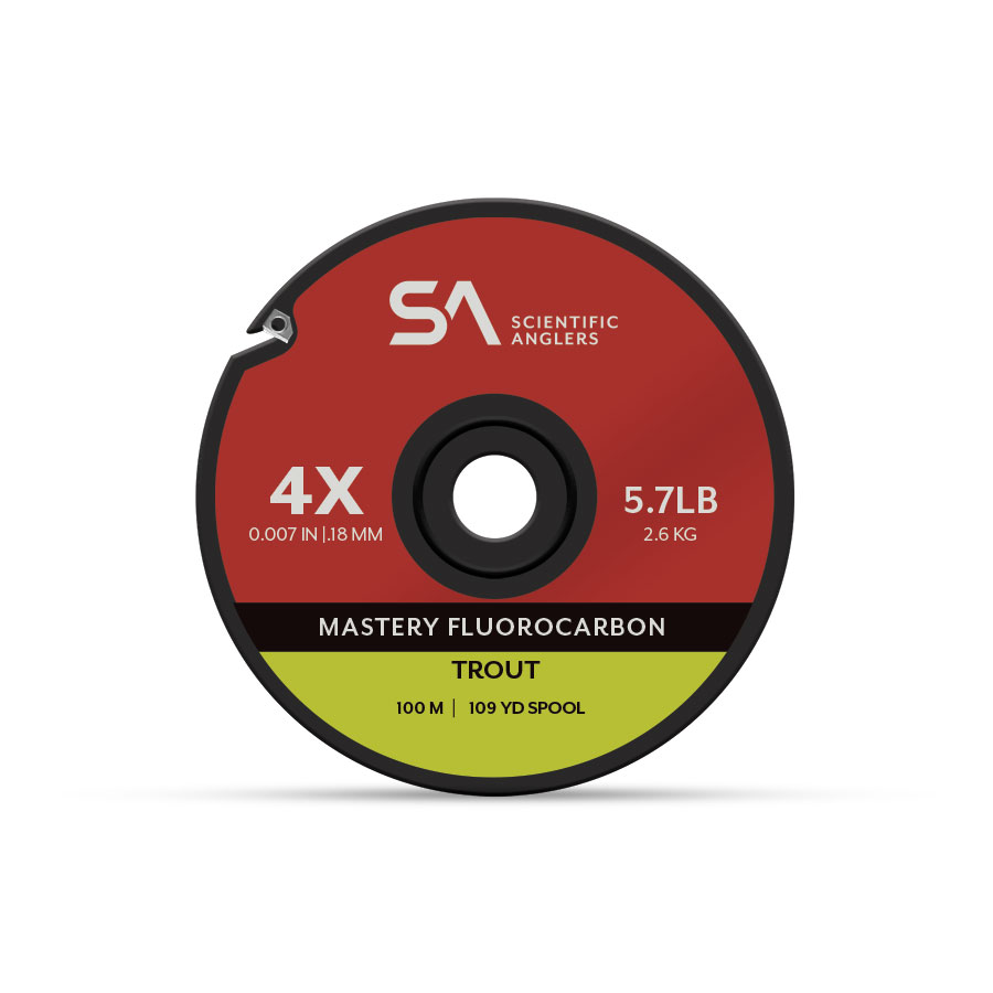 Abrasion-resistant trout fluorocarbon tippet for clear water fly fishing
