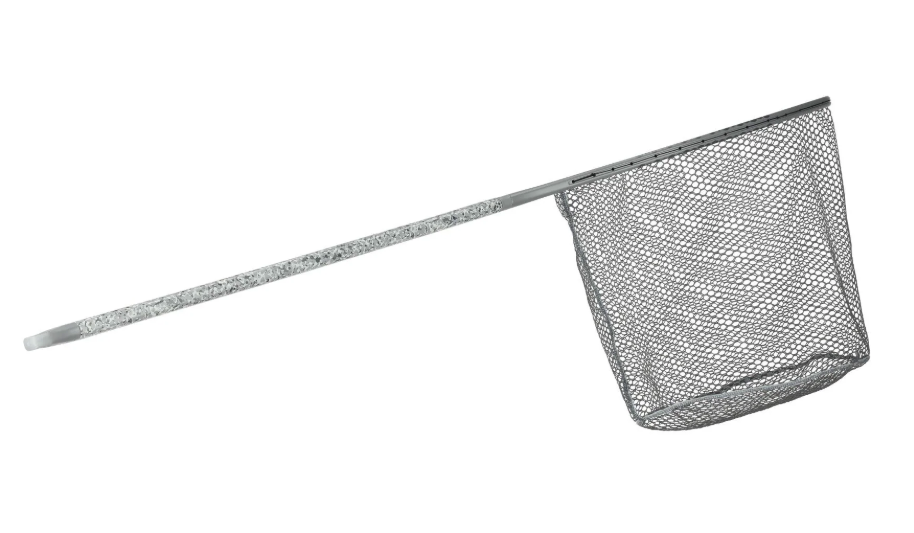 Simms Daymaker Boat Net Long Handle Pebble Steel Side view