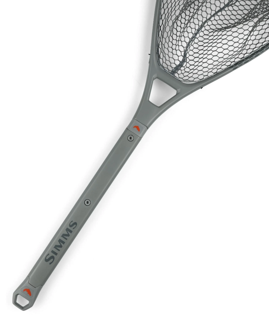 Simms Daymaker Boat Net Short Handle Pewter handle detail