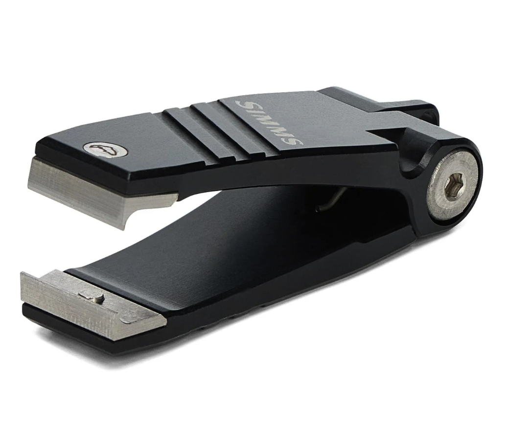 Simms Guide Nipper fishing line cutter – black machined aluminum nipper with stainless steel jaws for mono & fluorocarbon tippet