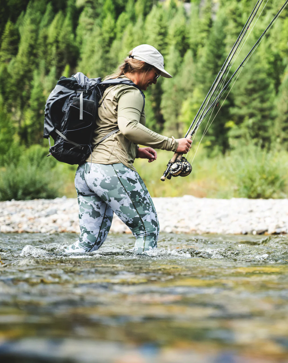 Simms Flyweight Backpack designed for comfort and practicality in fishing.